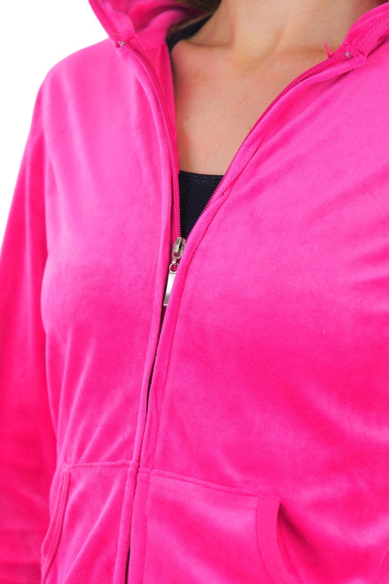 ToBeInStyle Women's Velour Tracksuit Jacket and Matching Pants - Fuchsia - L - Image 4